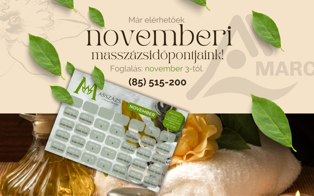 Novemberi masszázsidőpontjaink
